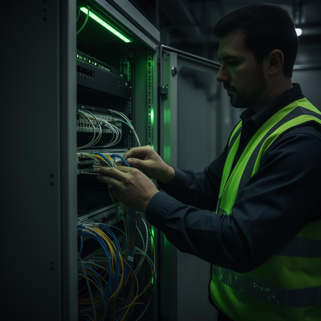 Tecnico Fibra Ottica al Lavoro